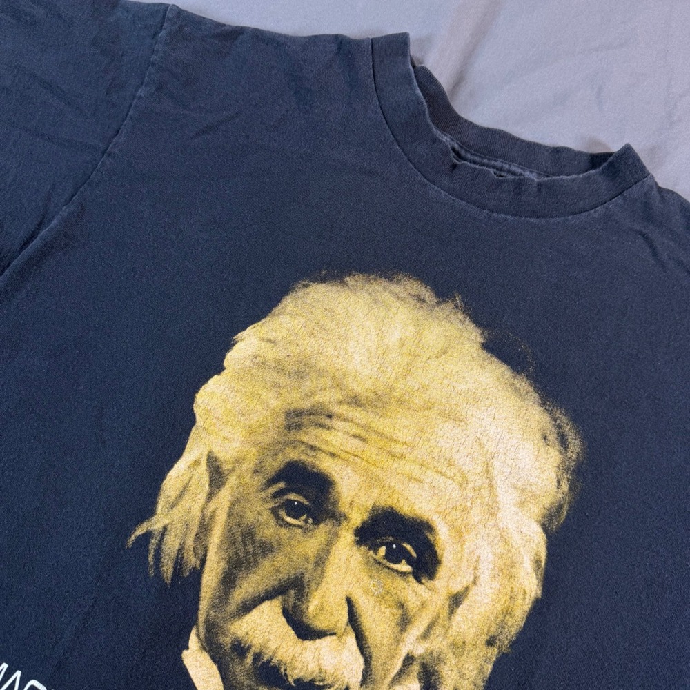 Vintage Albert Einstein Imagination Quote Single Stitch Delta USA Black L 90s